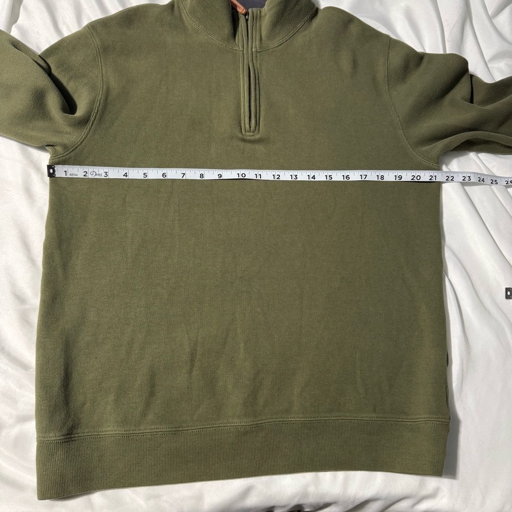 Land’s End 1/4 Zip Sweater | 100% Cotton | Size M/T (38–40) | Olive Green - Picture 6 of 9